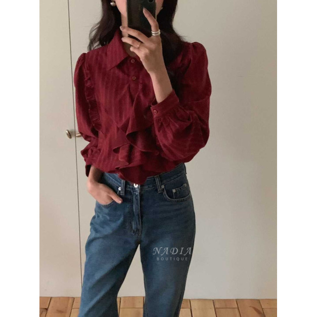 新品｜質感層次荷葉襯衫 2色