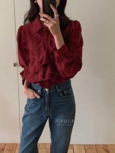 新品｜質感層次荷葉襯衫 2色