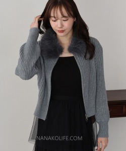 雪絨領拉鍊針織外套 4色