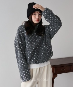 小心機愛心絨絨半拉鍊上衣 2色