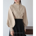 日本通勤系・立領澎袖顯瘦上衣 6色_1
