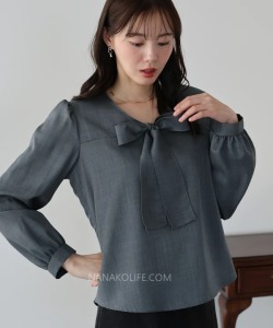 柔霧綁帶領氣質上衣 2色