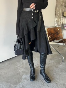 新品｜不規則層次麂皮感裙 2色