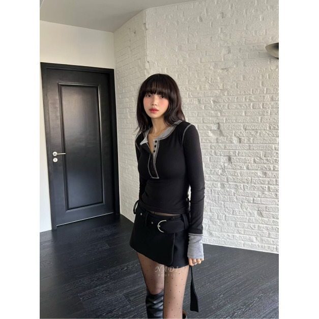 新品｜日常滾邊合身長袖上衣 2色