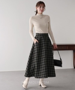日系顯瘦千鳥格長裙 3色