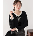 法式小滾邊綁帶針織上衣 2色_1