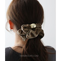 絲絨金釦質感髮圈 2色_5