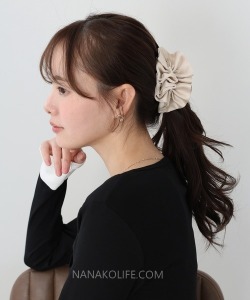 緞面珍珠泡芙髮夾  2色