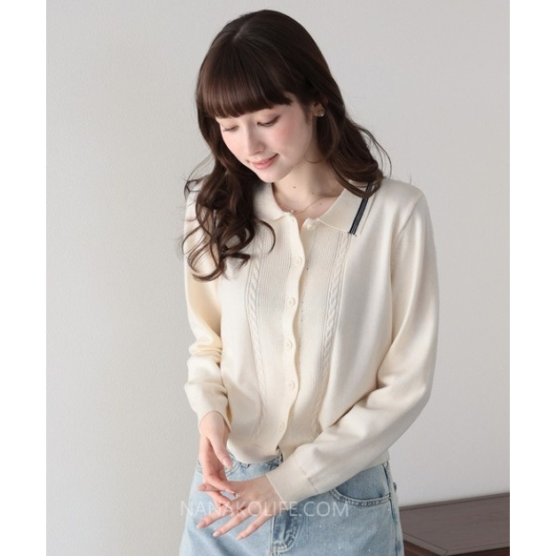 小香風領條細緻針織排扣 3色