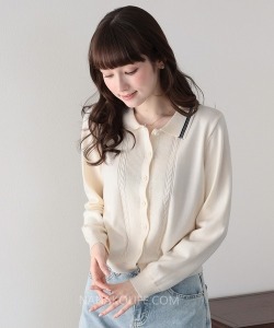 小香風領條細緻針織排扣 3色