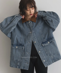 燈芯絨領寬版牛仔上衣外套 2色