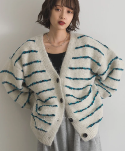 V領條紋針織開襟上衣 3色