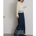 雙層反折下擺開衩牛仔長裙 4色_11