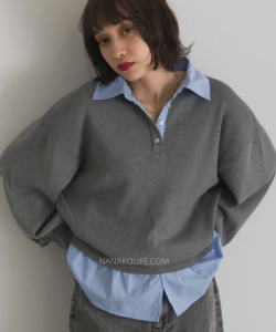 拼接襯衫感寬版針織上衣 6色