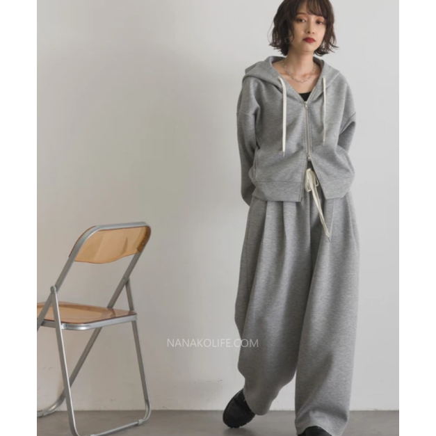 拉鍊連帽休閒套裝（上衣／褲子分售） 2色