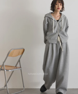 拉鍊連帽休閒套裝（上衣／褲子分售） 2色