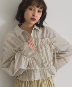 柔序抓皺條紋設計襯衫  4色