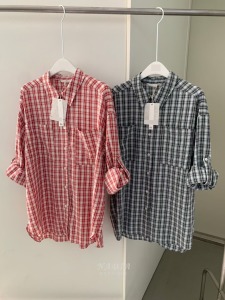 新品｜休閒顯瘦 法式格紋寬鬆襯衫 2色