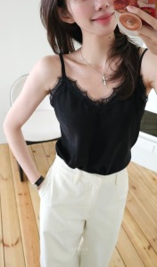 新品｜霧光蕾絲絲緞細肩背心 2色