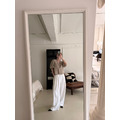 新品｜靜奢優雅．重工立體澎袖V領古典條紋針織襯衫上衣_4