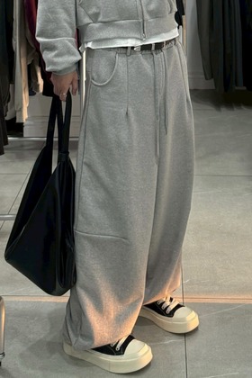 腰帶環氣球廓形運動休閒棉褲/set