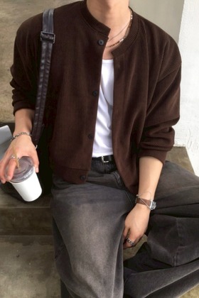 燈芯絨短款鈕扣開衫外套