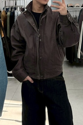 水洗雙領結構廓形工裝夾克