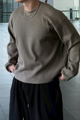 春天質量 華夫格 短寬長袖上衣