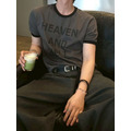 HEAVEN AND HELL 撞色拼色 短版合身短袖上衣