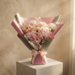 粉星織夢 - 粉色太陽花玫瑰花束