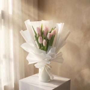 瓶舞風 - 韓系清新粉鬱金香