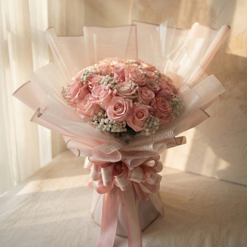 深愛彼此 - 巨型粉玫瑰花束