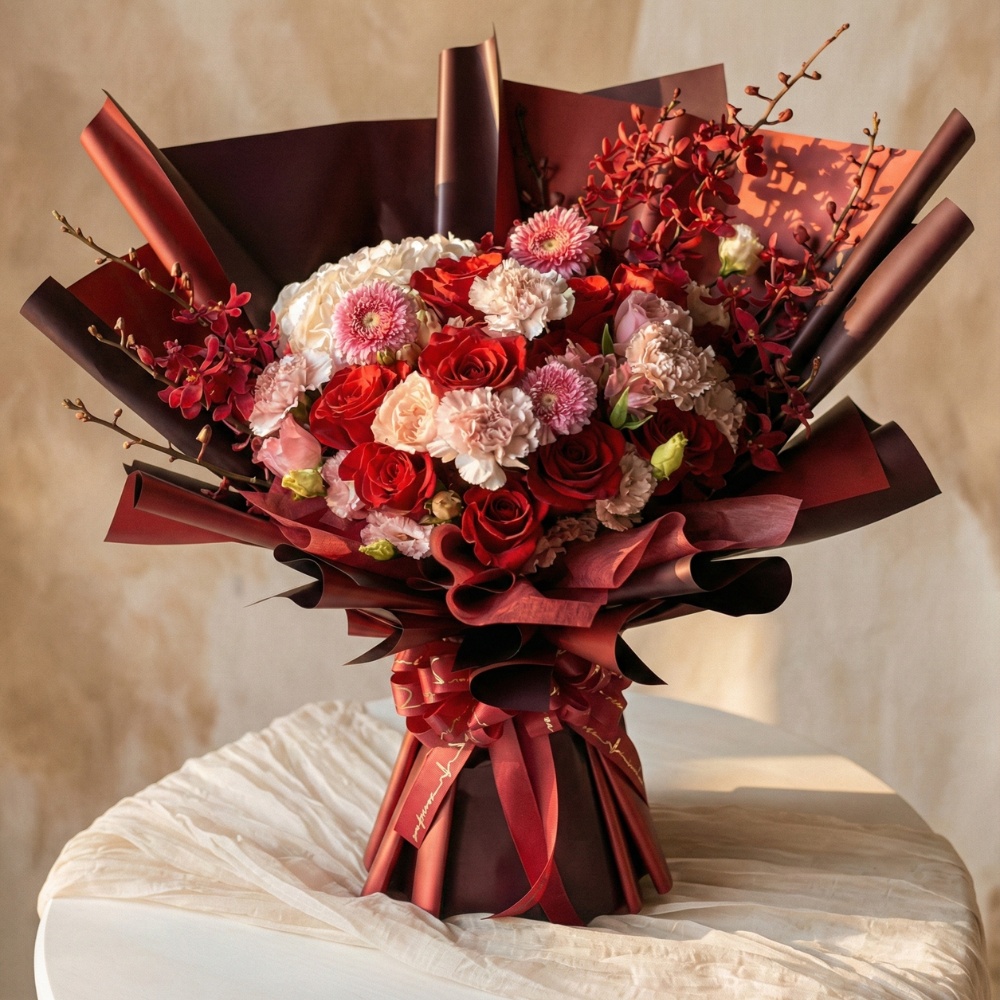 熱情時刻 - 奢華紅粉綜合花束