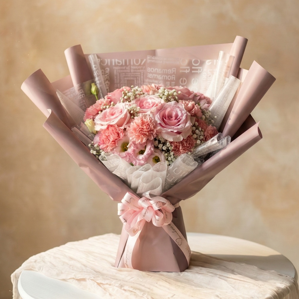 溫婉 - 粉玫瑰康乃馨花束