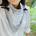 【CLARECHEN】愛心方巾_黑白色蝴蝶結款_7