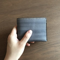 植鞣革短夾｜5卡片層｜零錢袋│灰藍_1