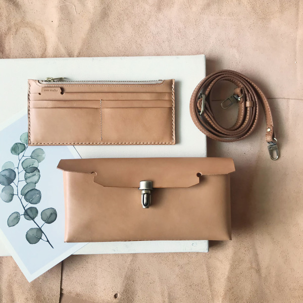 版師風格│活動式內層│側背小包｜淺棕
