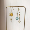 異國泡泡｜黃銅耳環｜墨綠與橙(可改夾)