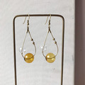 異國泡泡｜黃銅耳環｜透明與橙色(可改夾)
