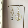異國泡泡｜黃銅耳環｜粉與灰色(可改夾)