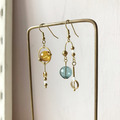 異國泡泡｜黃銅耳環｜墨綠與橙(可改夾)_1
