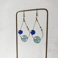 異國泡泡｜黃銅耳環｜寶藍與墨綠(可改夾)_1