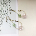 異國泡泡｜黃銅耳環｜草綠與粉(可改夾)