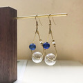 異國泡泡｜黃銅耳環｜寶藍與透明(可改夾)_1