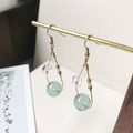 異國泡泡｜黃銅耳環｜透明與墨綠(可改夾)
