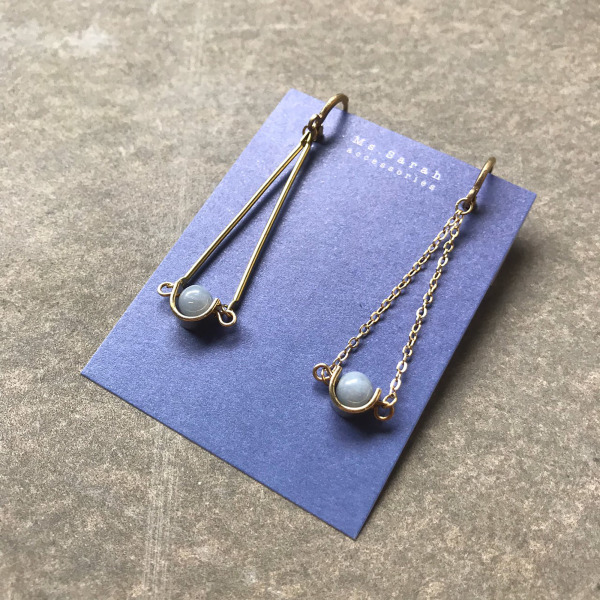 靜謐天然石｜黃銅耳環｜天使石(可改夾)