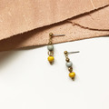質樸陶瓷｜黃銅耳環｜灰黃 (可改夾)_1