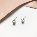 質樸陶瓷｜黃銅耳環｜藍 (可改夾)