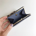 植鞣革中夾｜4卡1鈔票層｜口金零錢層｜午夜藍_6