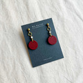 皮革耳環│黃銅鋯石｜宴會｜珊瑚紅_3
